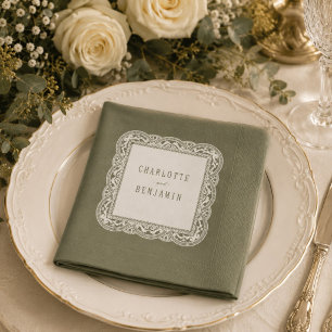 Sagegrünes florales vintage-Spitze-Brautabschiedsf Serviette