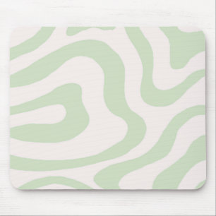 Sagegrünes Flüssigkeitswirbel-Groovy-Streifen Y2K- Mousepad