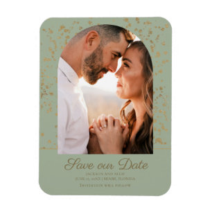 Sagegrünes Gold-Glitter-Bogen-Dom-Foto-Hochzeit Magnet