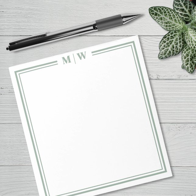 Sagegrünes Monogramm Notizblock (Sage Green Monogram Notepad)