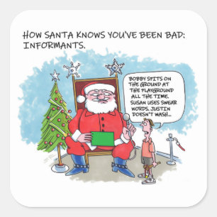 Sagen Sie dem Weihnachtsmann große eckige Aufklebe Quadratischer Aufkleber
