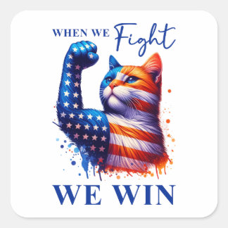 Sagen Sie es zu meiner Face Cat Lady Kamala USA Quadratischer Aufkleber