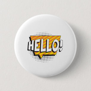 Sagen Sie "HELLO" im Retro-Pop-Stil Button
