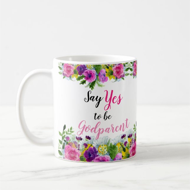 Sagen Sie Ja, Sie sind ein rosa Blumenguss Vorschl Kaffeetasse (Links)