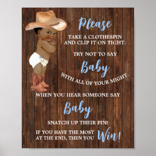Sagen Sie nicht Baby Clothespin OM Cowboy Shower G Poster