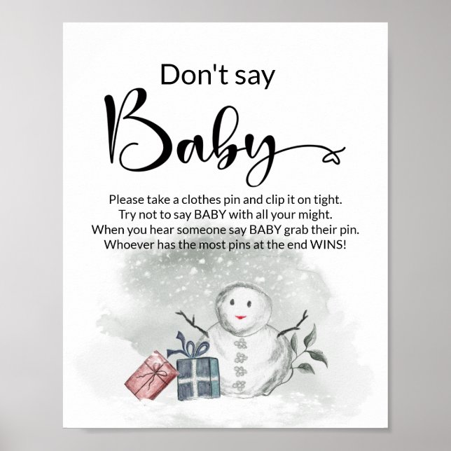 Sagen Sie nicht, Baby Winter Babydusche Poster. Poster (Vorne)