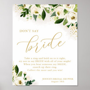 Sagen Sie nicht Bride White Gold Floral Shower Gam Poster