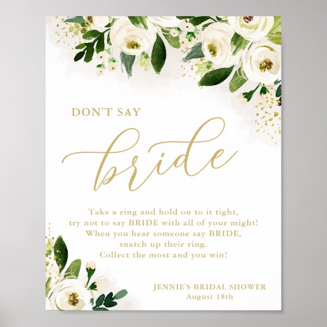 Sagen Sie nicht Bride White Gold Floral Shower Gam Poster (Vorne)