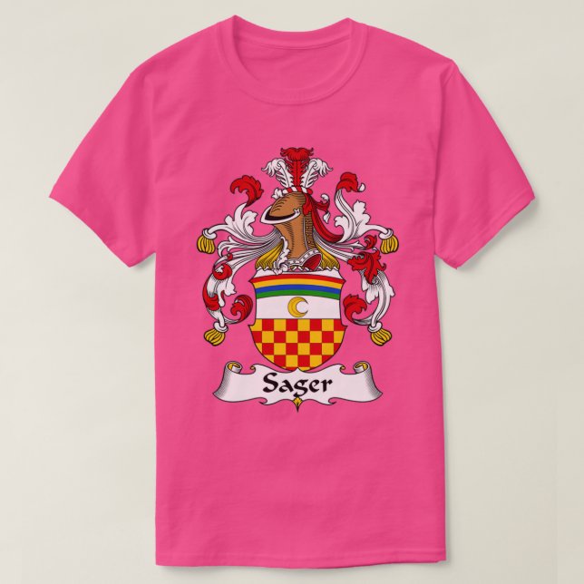 Sager Coat of Arms Familienwappen T-Shirt (Design vorne)