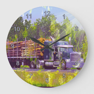 Sägewerk Lumber Logging LKW-Wandsperre Große Wanduhr
