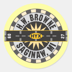 Saginaw , MI H.W. Browne Airport Runder Aufkleber