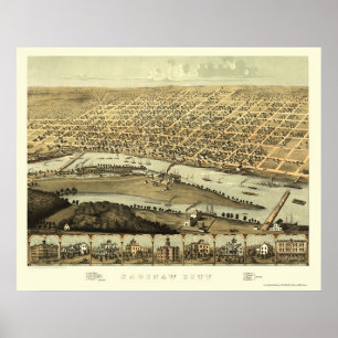 Saginaw, MI Panoramic Map - 1867 Poster
