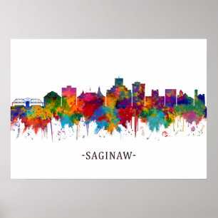 Saginaw Michigan Skyline Poster