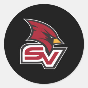 Saginaw Valley Staat Kardinal Links Kastensymbol Runder Aufkleber