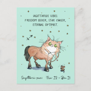 Sagittarier Postkarte Zodiac Cat Star-Zeichen Post