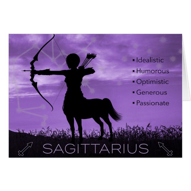 Sagittarius Archer Zodiac Card mit Eigenschaften (Vorderseite (Horizontal))