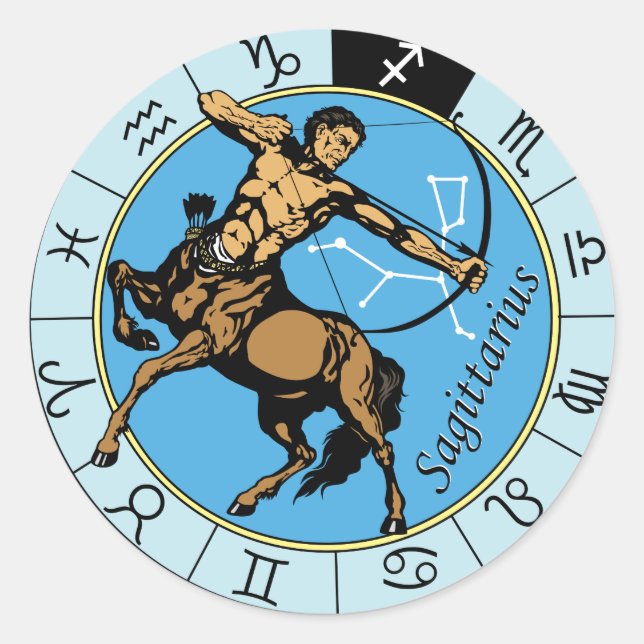 Sagittarius astrological zodiac sign runder aufkleber (Vorderseite)