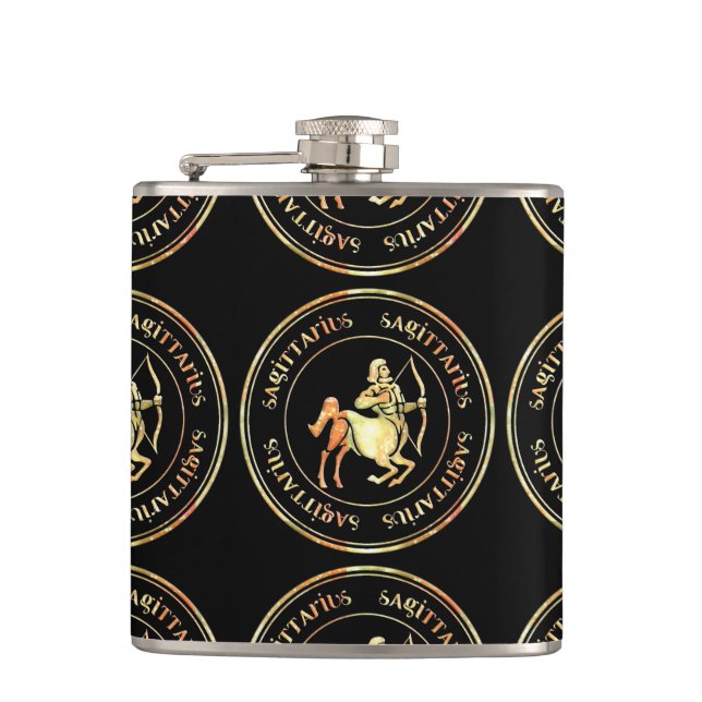 Sagittarius Astrologie Zodiac d1 Flasche 3 Flachmann (Vorderseite)