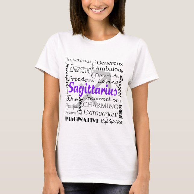 Sagittarius Astrologie Zodiac Horoskop Collage T-Shirt (Vorderseite)