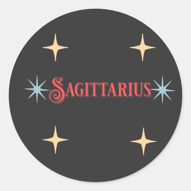 Sagittarius Astrologisches Zeichen Runder Aufkleber (Vorderseite)
