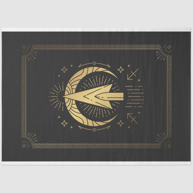 Sagittarius Black and Gold Mystical Zodiac Tarot Seidenpapier (Vorderseite)
