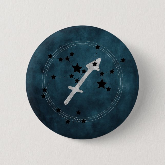 Sagittarius black & silver Sternbild Button (Vorderseite)