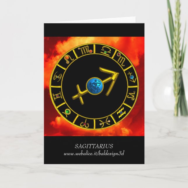 SAGITTARIUS Blue, Gold Zodiac Birthday Chart Karte (Vorderseite)