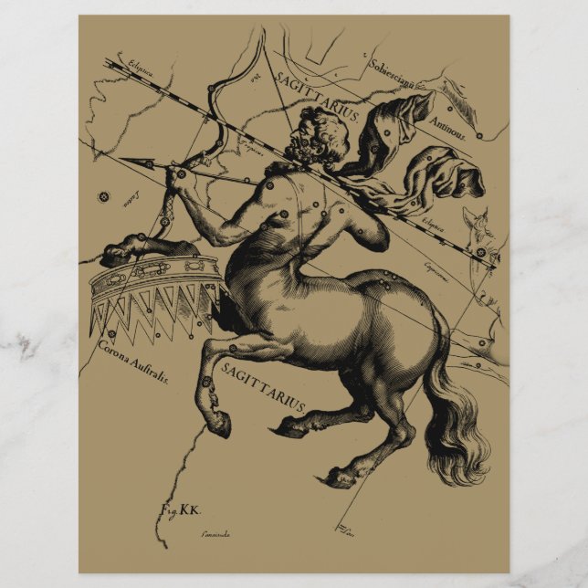 Sagittarius Constellation Hevelius 1690 Gravur Flyer (Vorne)