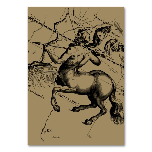 Sagittarius Constellation Hevelius 1690 Gravur Tischnummer (Vorderseite)