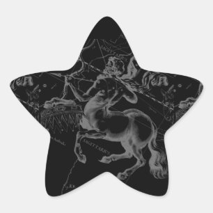 Sagittarius Constellation Hevelius Karte auf Schwa Stern-Aufkleber