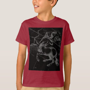 Sagittarius Constellation Map by Hevelius on Black T-Shirt