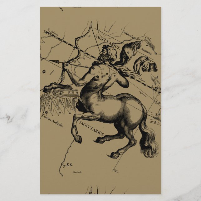 Sagittarius Constellation Map Graving Hevelius Briefpapier (Vorderseite)