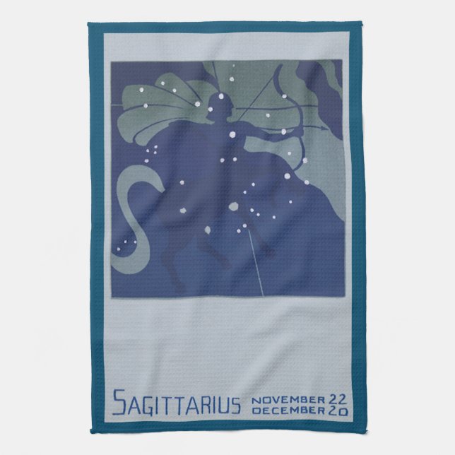 Sagittarius Constellation Vintage Zodiakastasenie Geschirrtuch (Vertikal)
