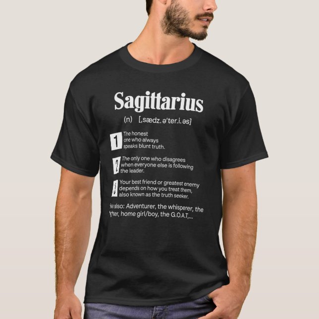 Sagittarius Definition Funny T-Shirt (Vorderseite)