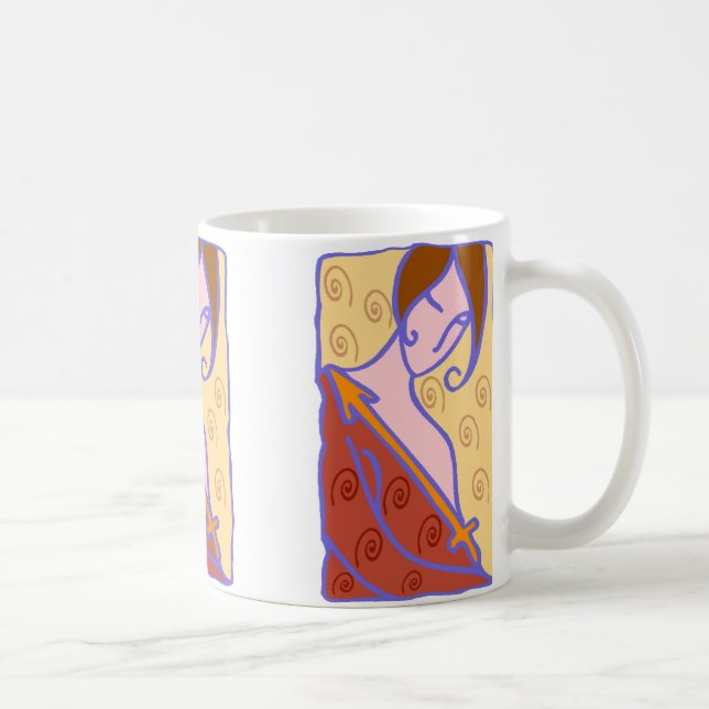 Sagittarius-Frau in Orange der 1920er Jahre Kaffeetasse (Rechts)
