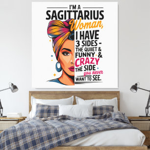 Sagittarius Frau mit drei Seiten Funny Gift Leinwanddruck