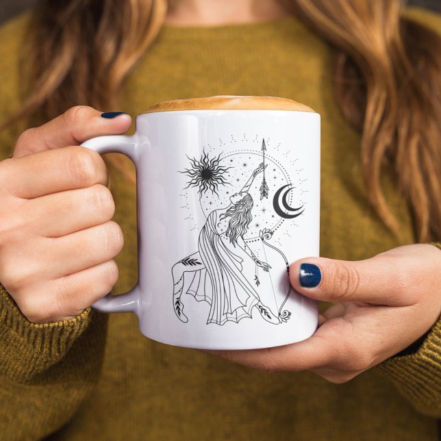 Sagittarius Girl 15oz Black Rim Tasse (Von Creator hochgeladen)