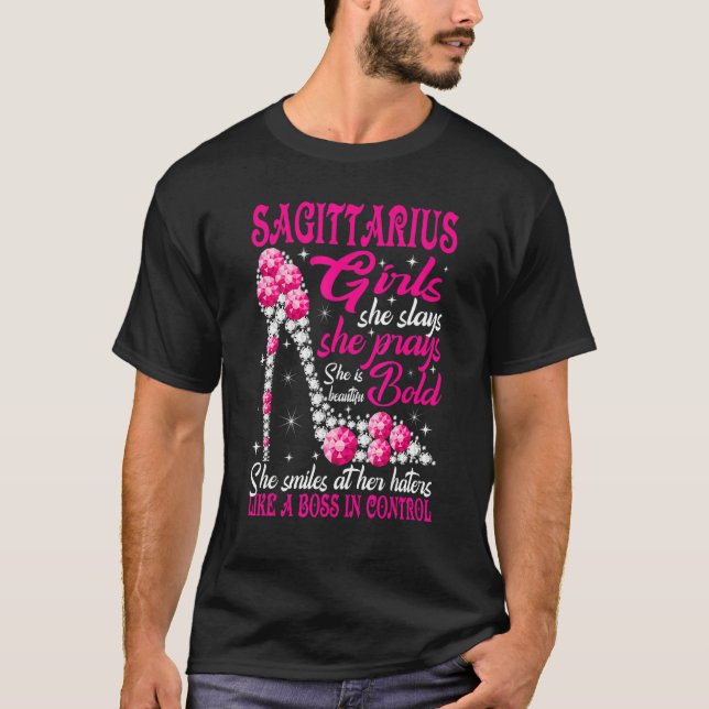 Sagittarius Girl like a Boss in Kontrolle Diamant  T-Shirt (Vorderseite)