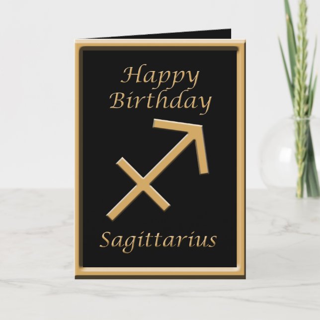 Sagittarius Gold Symbol Black Birthday Gruß Karte (Vorderseite)