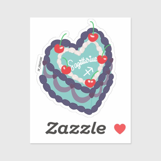 Sagittarius Herzkuchen Aufkleber (Blatt)