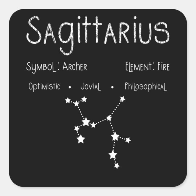 Sagittarius Horoskop Astrologie Star Geburt Quadratischer Aufkleber (Vorderseite)