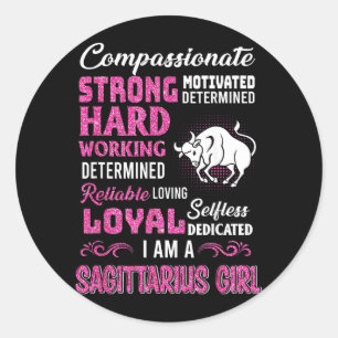Sagittarius Mädchen Geburtstags-Shirts Lustig Nove Runder Aufkleber