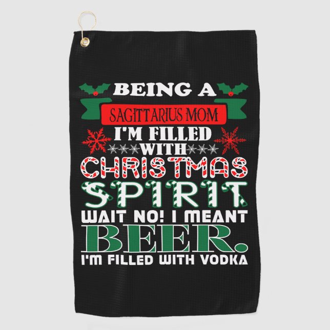 Sagittarius Mama Weihnachtsgeist Bär sein Golfhandtuch (Vorderseite)