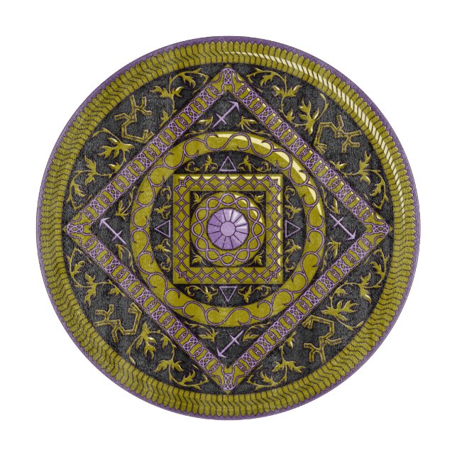 Sagittarius Mandala Glass Cutting Board Schneidebrett (Vorderseite)