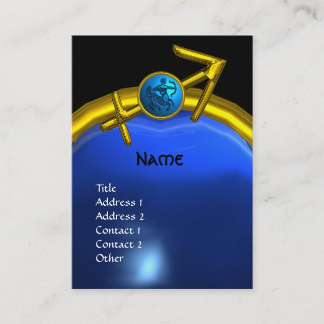 SAGITTARIUS MONOGRAM Saphir blau schwarz gelb Visitenkarte (Vorderseite)