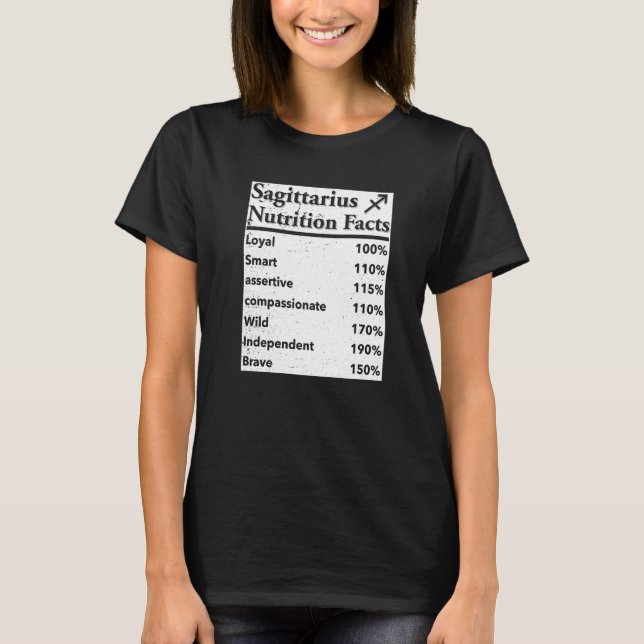 Sagittarius Nährwerteinflüsse Horoskop Birthday Zo T-Shirt (Vorderseite)