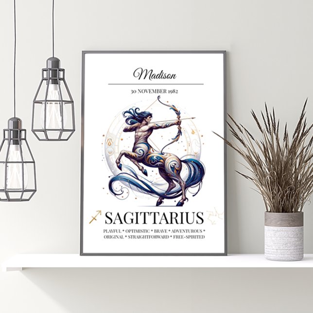 Sagittarius Personalisiert Elegant Zodiac Watercol Poster (Von Creator hochgeladen)