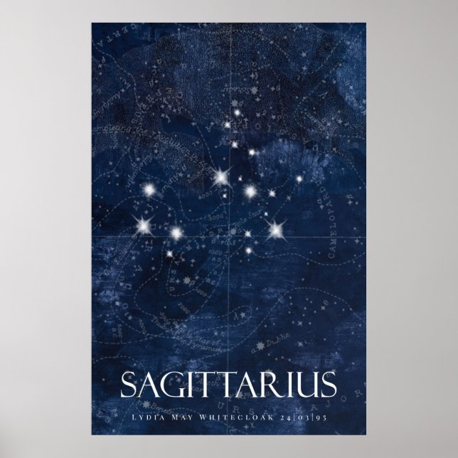 Sagittarius Poster mit Namen, Sternenzeichen zodia (Vorne)