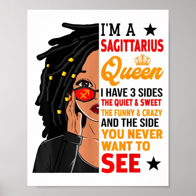 Sagittarius Queen African American Loc'd Woman Zod Poster (Vorne)