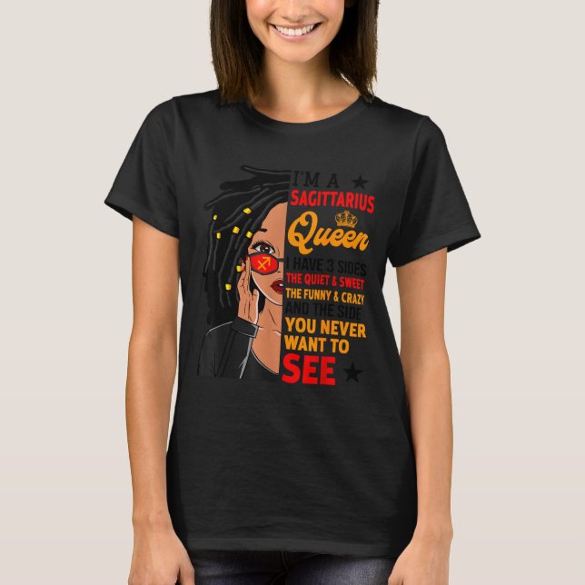 Sagittarius Queen African American Loc'd Woman Zod T-Shirt (Vorderseite)